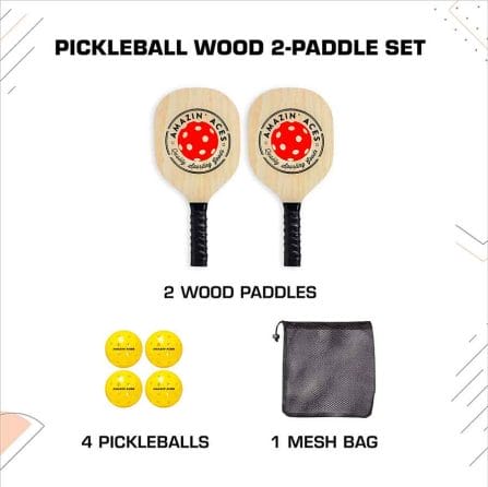 Amazin' Aces Pickleball Wood 2 Paddle Set